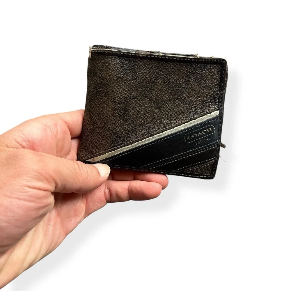 Coach Men's Leather Wallet‎ Bifold Striped